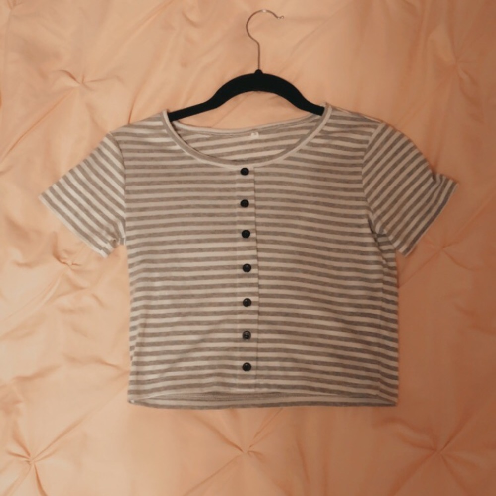 Striped, button up, crop top